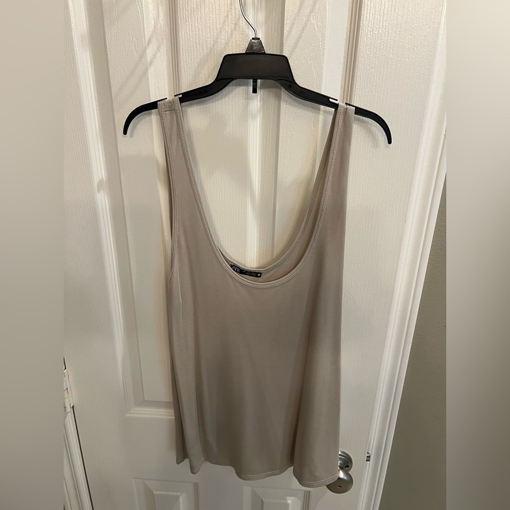Zara Taupe Sleeveless Top